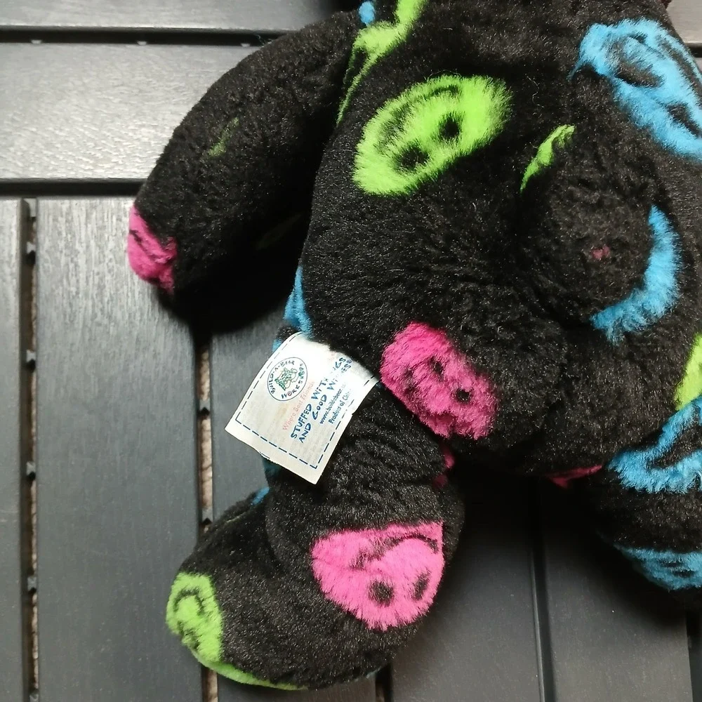 Build-A-Bear Black Peace Sign Smiley Face Bear 15